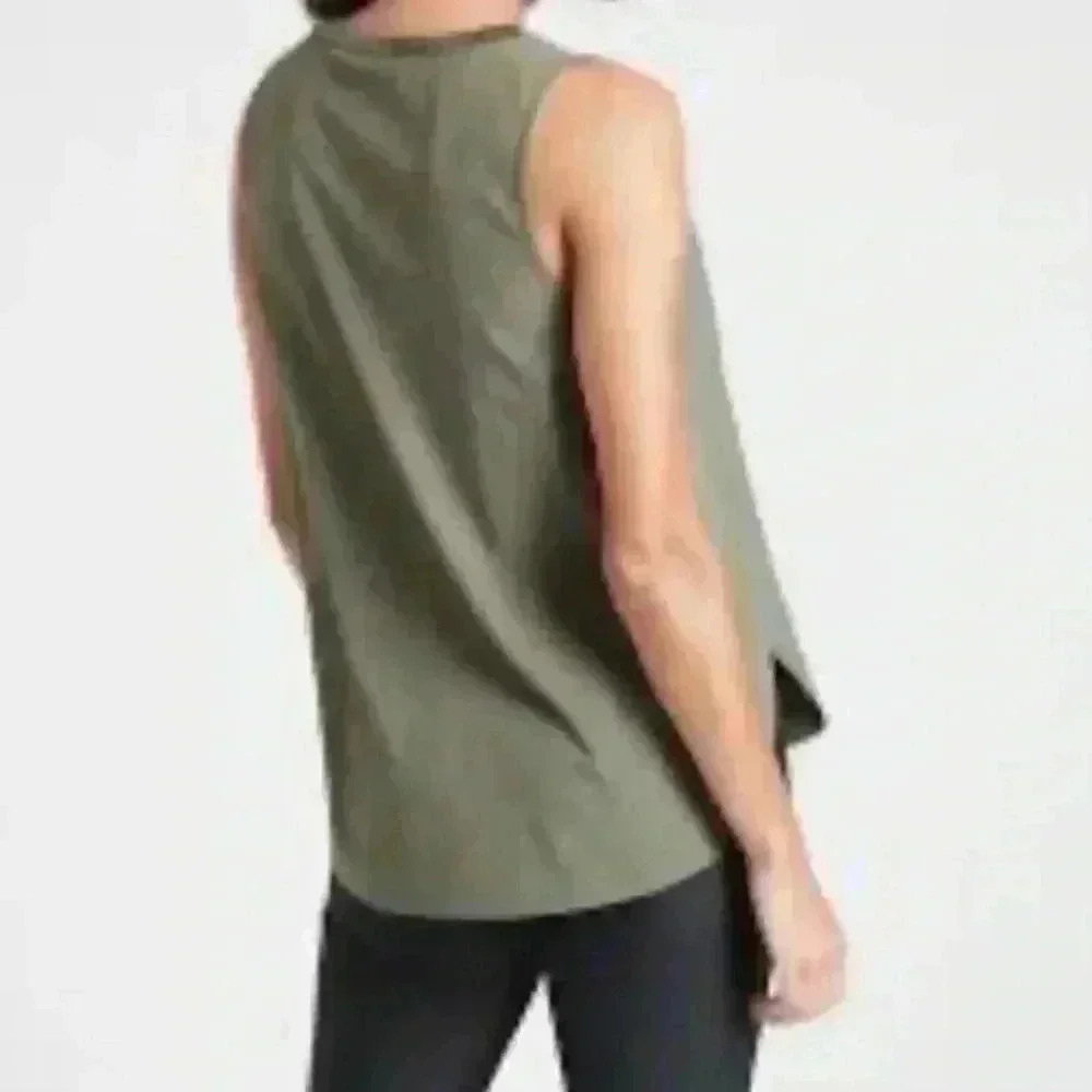 ATHLETA Zephyr Tank Top Laurel Olive Green | Size XXS, Crew Neck, Relaxed Fit - Picture 2 of 11